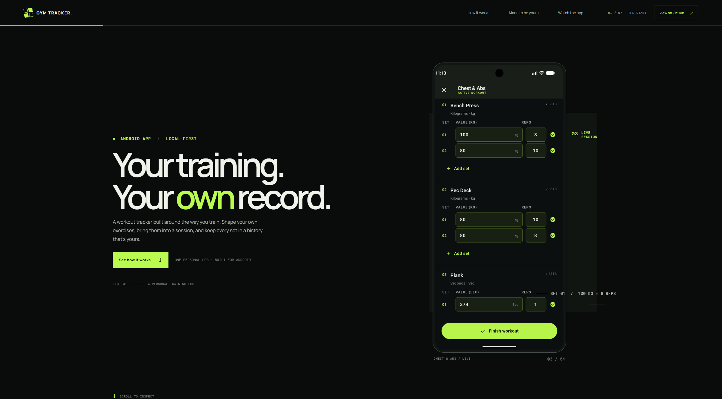 Gym Tracker landing preview